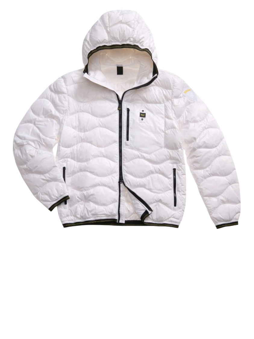 Quilted Down Jacket with Wave Pattern