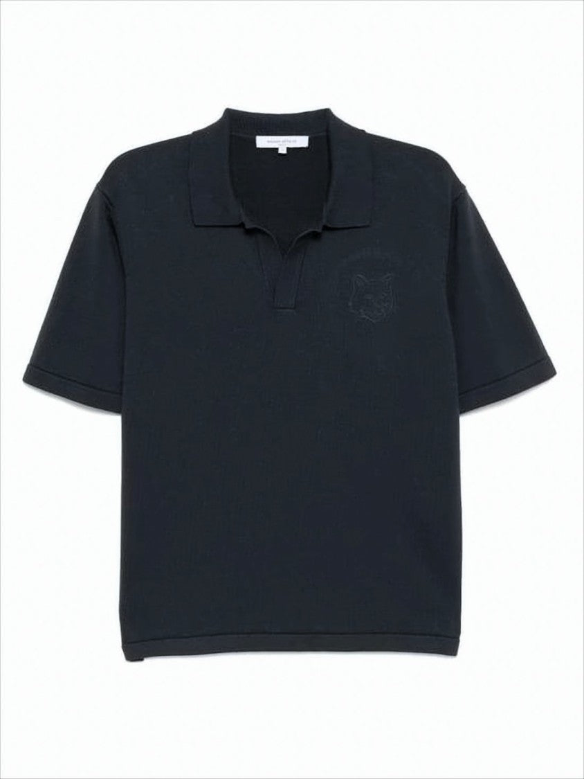 Subtle V-Neck Polo Shirt With Embroidered Emblem