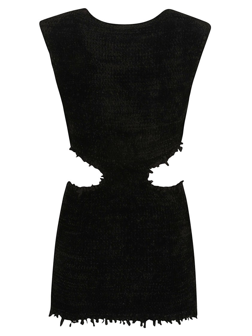 Textured Black Top With Cut-Out Waist