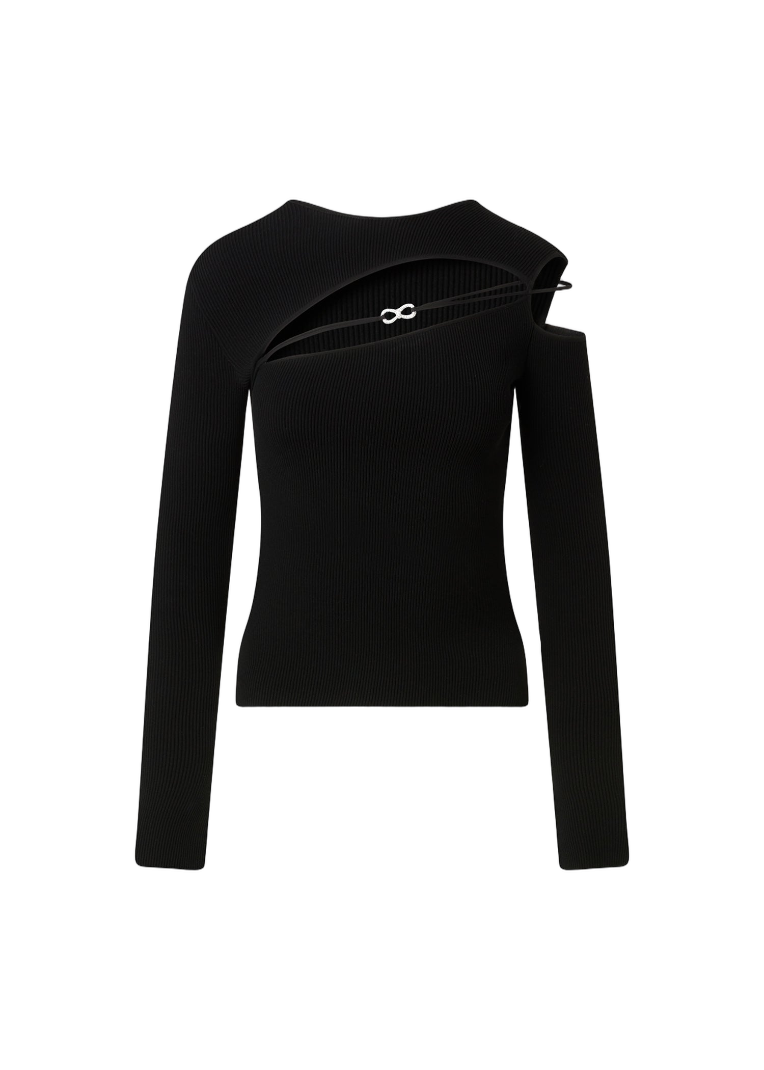 Georgia Black Rib-Knitted Top
