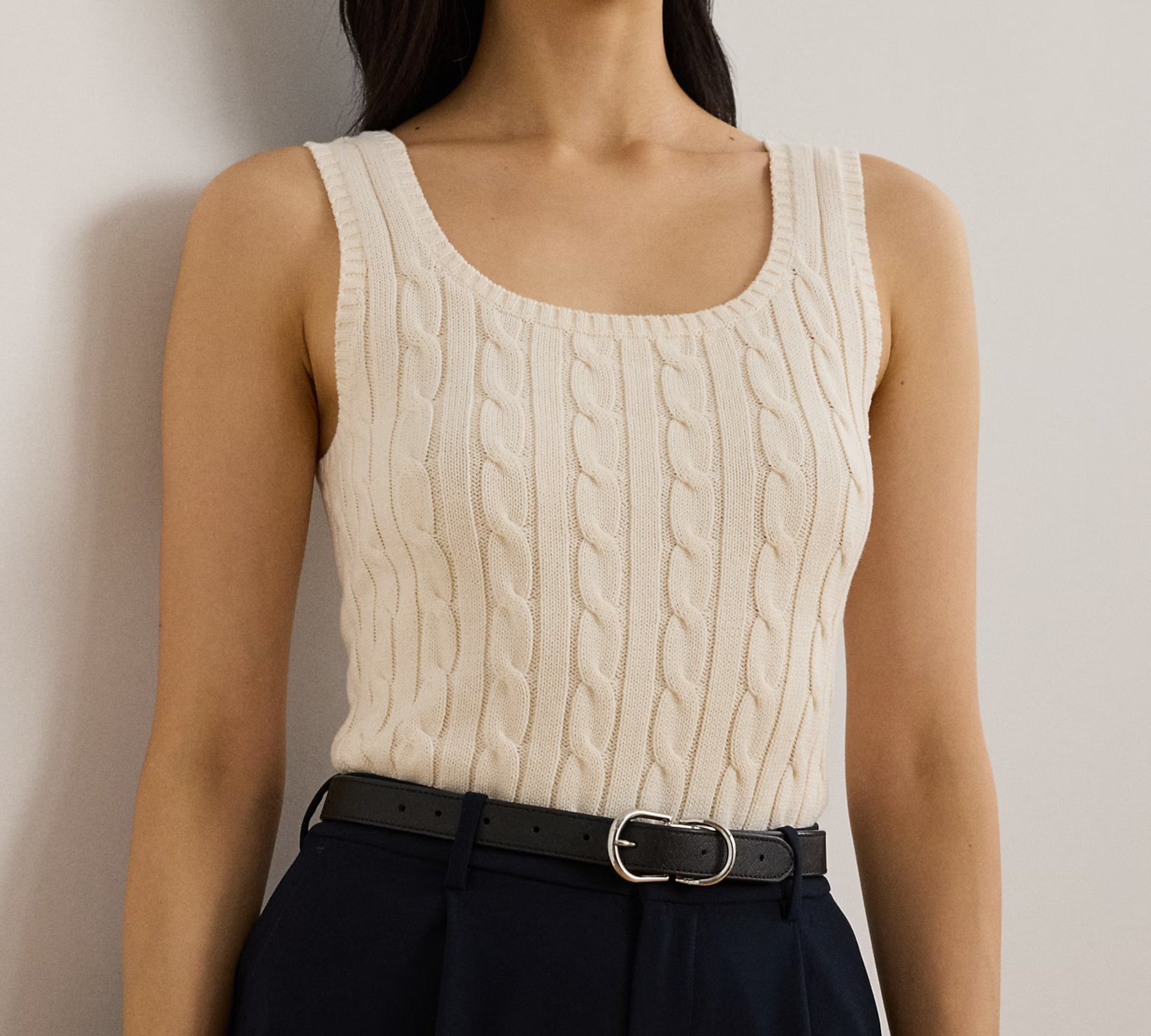Timeless Natural Gassed Cotton Sleeveless Pullover