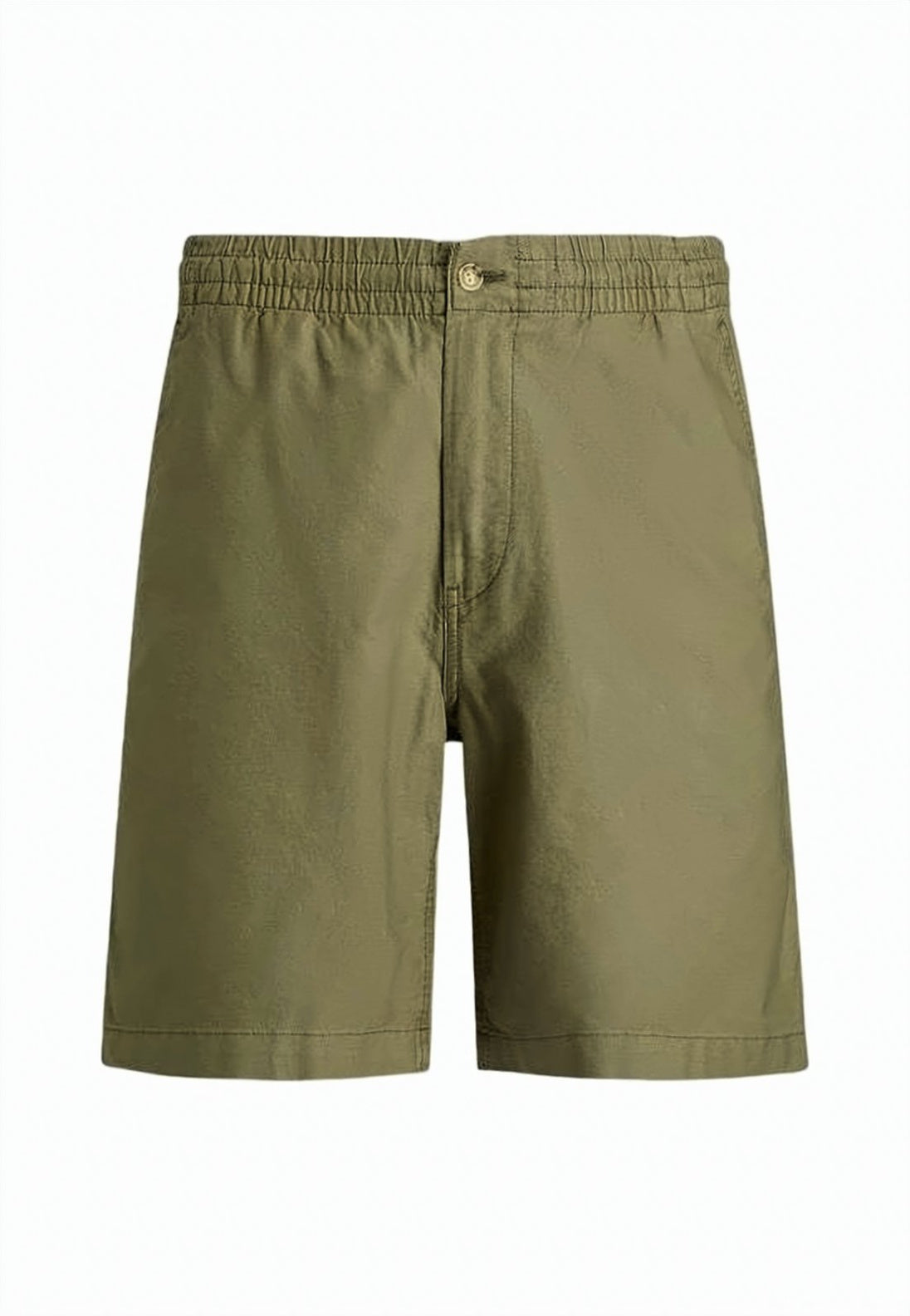Green Cotton Shorts with Elastic Waistband