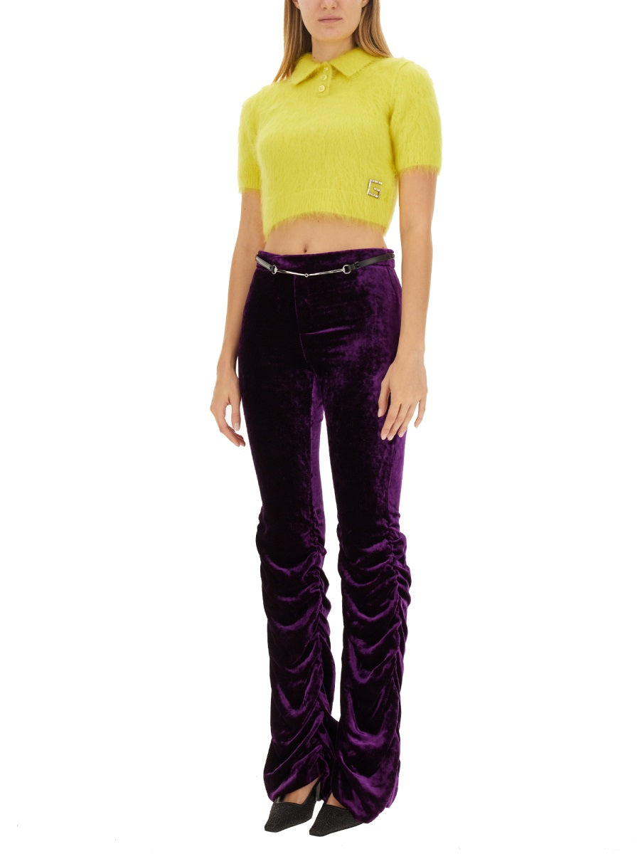Tailored Velvet Pants with Straight Leg Cut