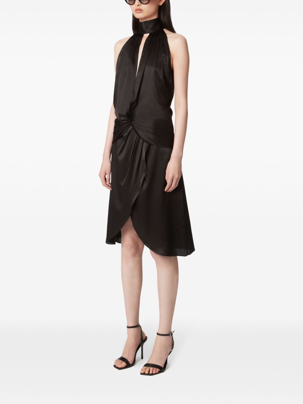 Knee-Length Satin Halterneck Dress