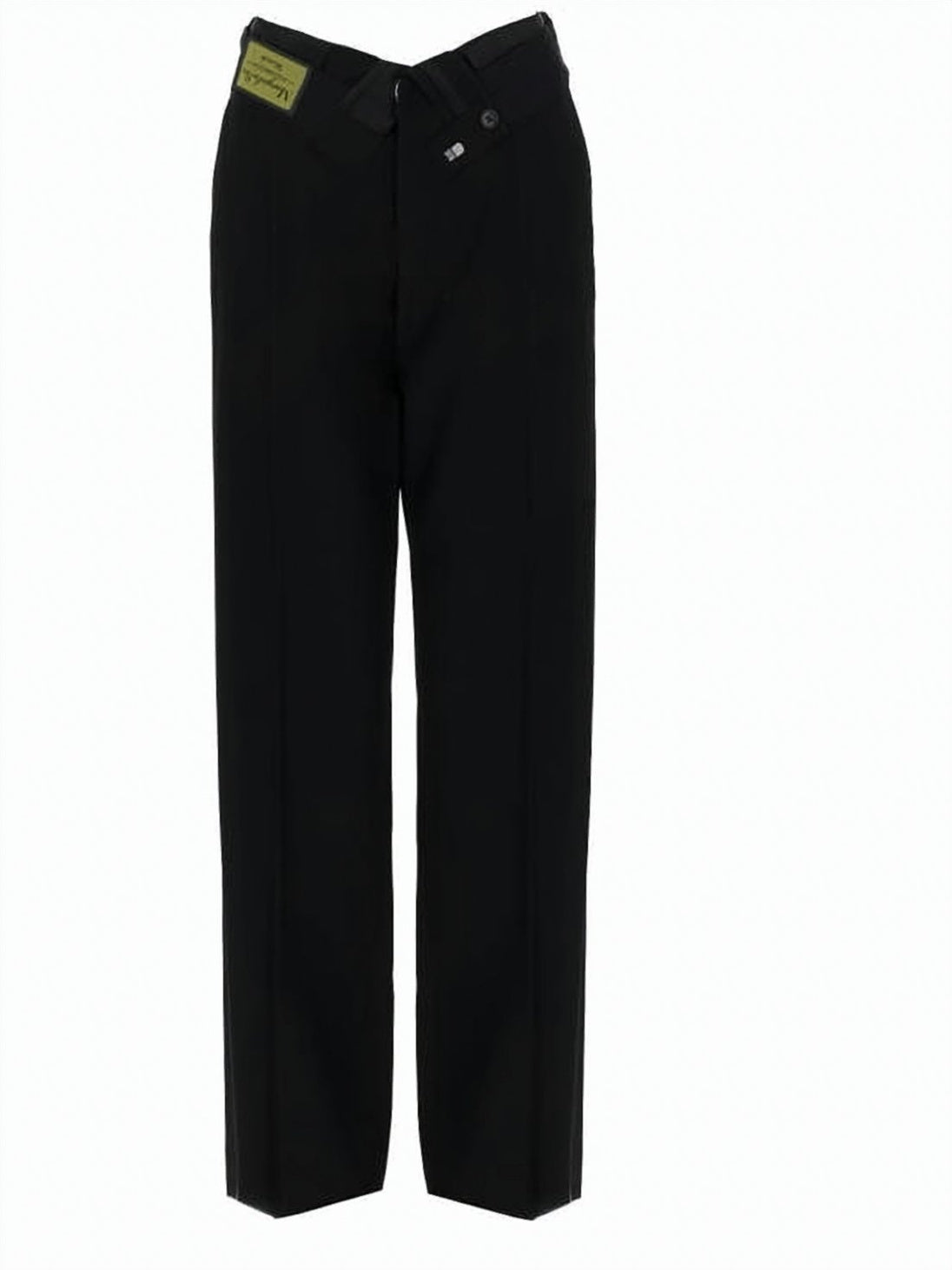 Straight-Leg Tailored Pants with Asymmetrical Waistband