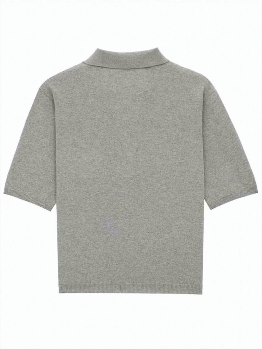 Short-Sleeved Knit Polo Shirt with Classic Collar