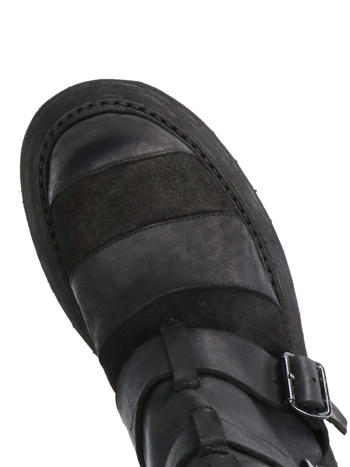 Black Rugged Buckle Strap Boots