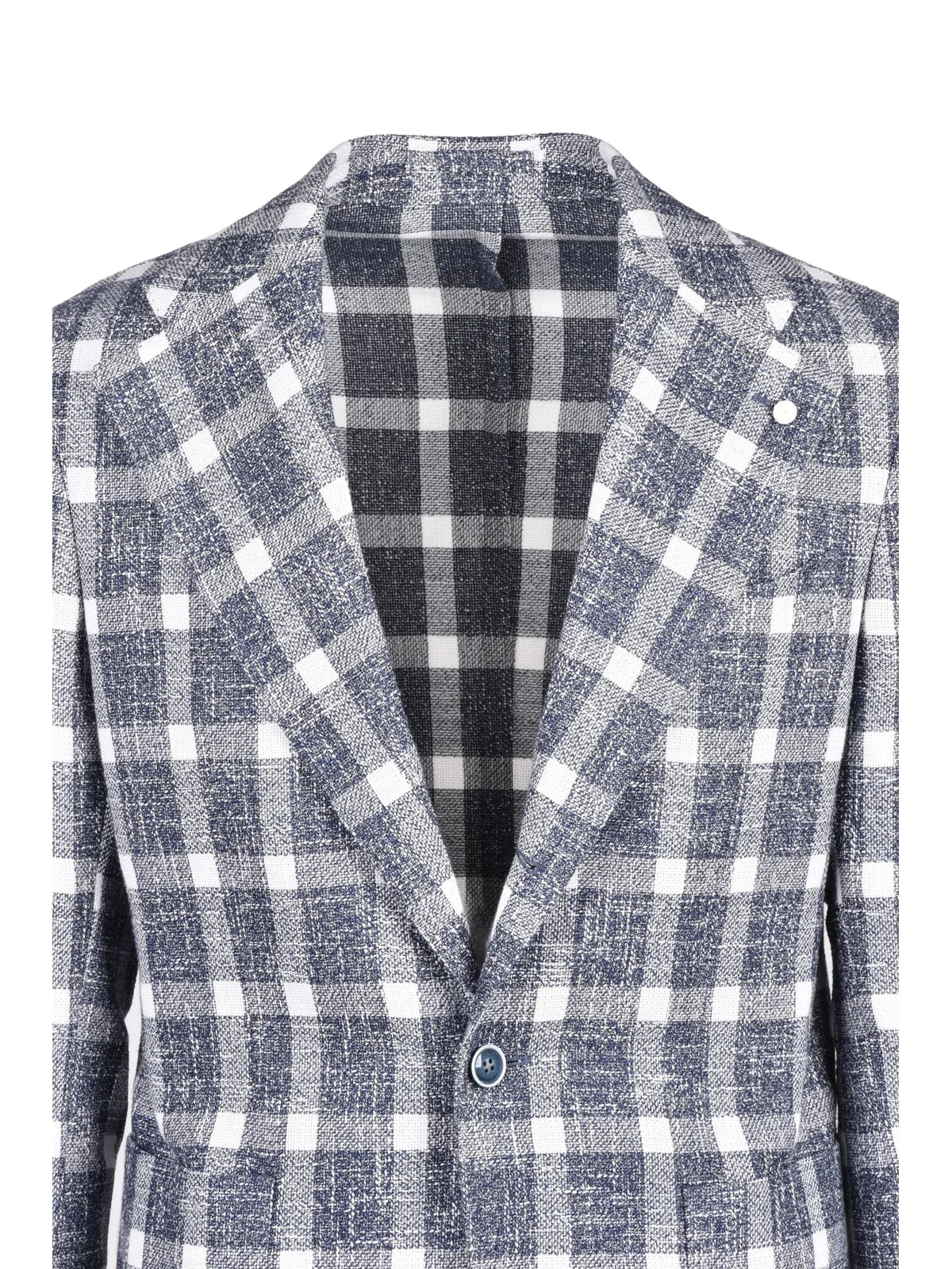 Blazer Jacket Cotton Acrylic Linen - White/Blue