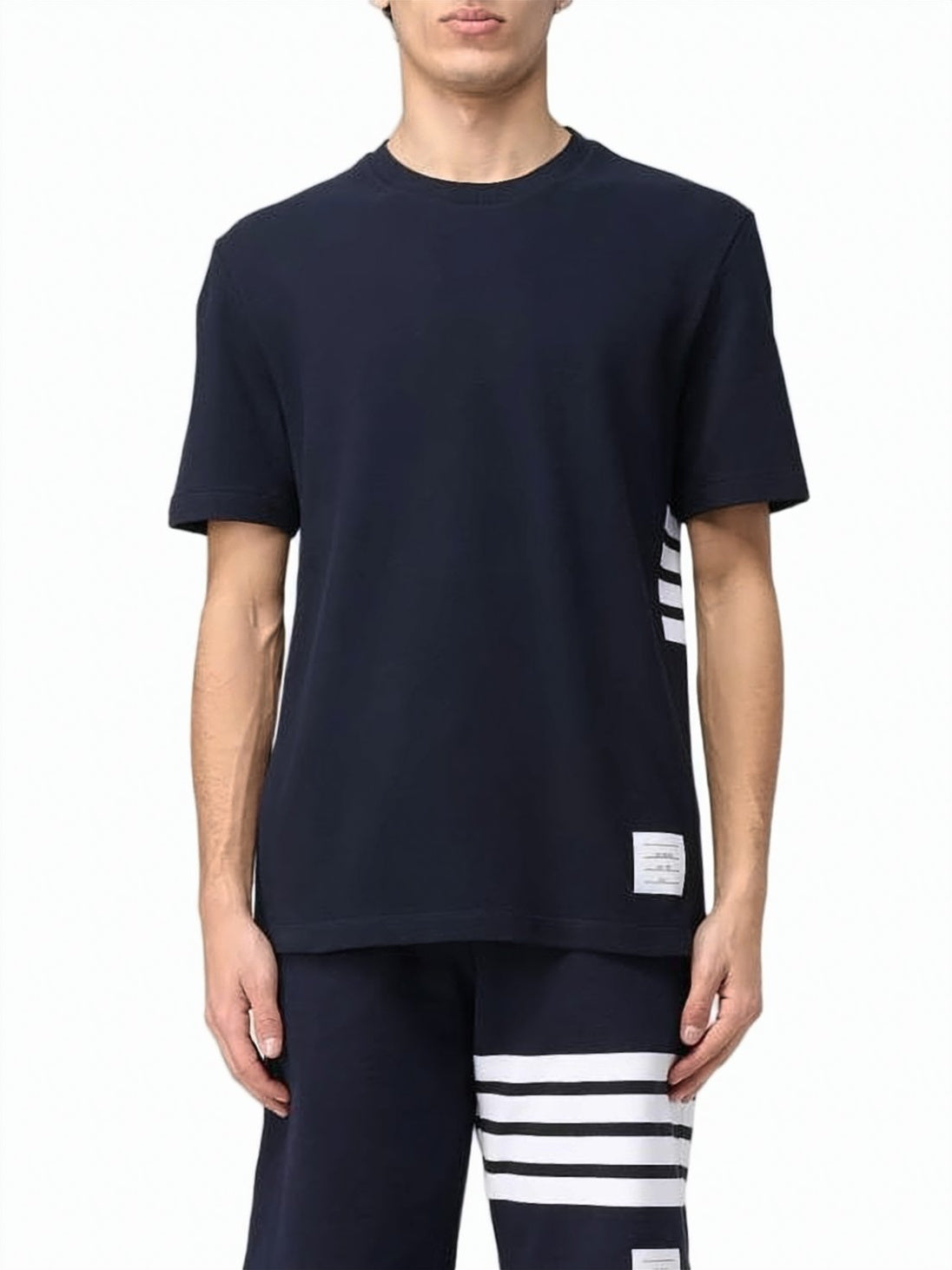 Short-Sleeve Cotton T-Shirt With Modern Stripe Detail