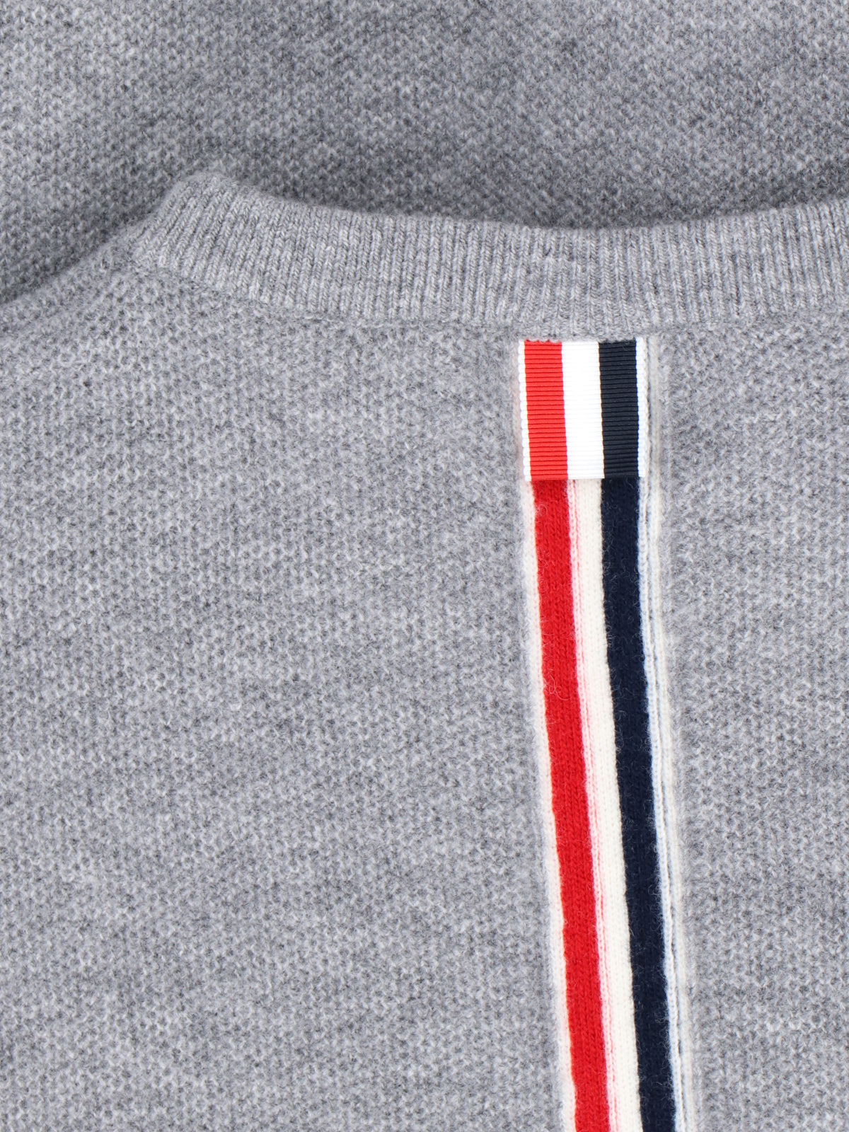 Tricolor Detail Crewneck Sweater – Grey