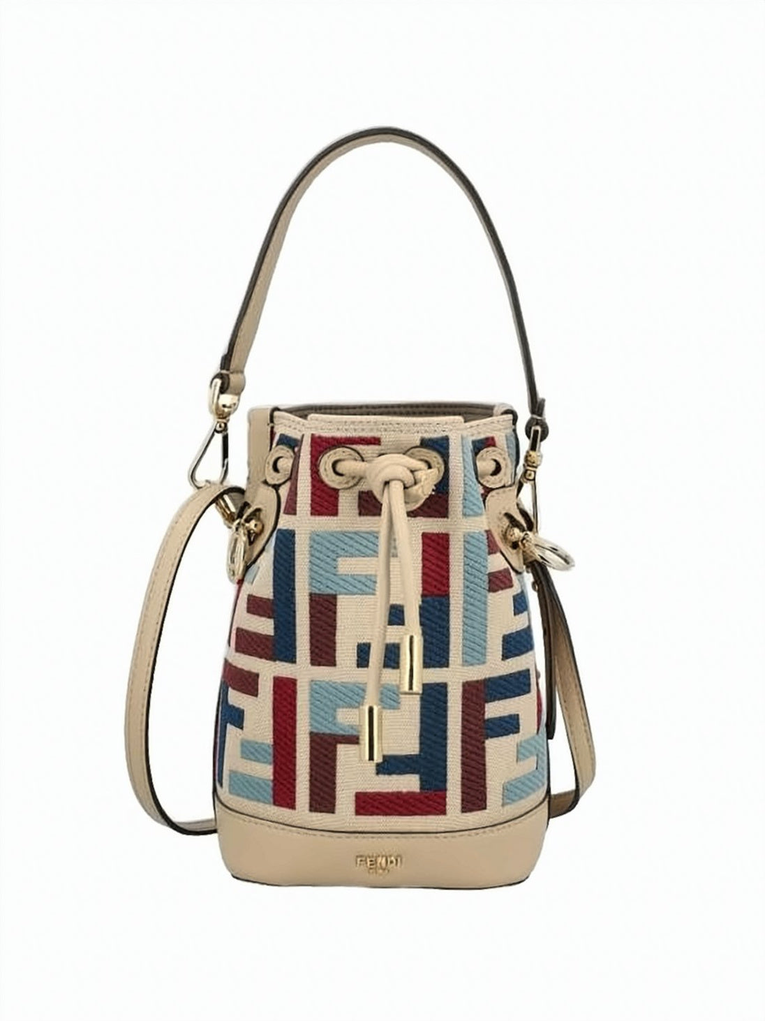 Mini Bucket Bag with Multicolor Geometric Pattern