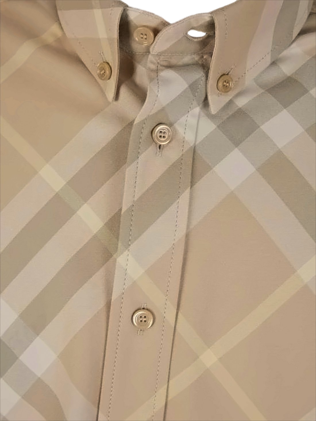 Beige Check Pattern Long-Sleeve Shirt