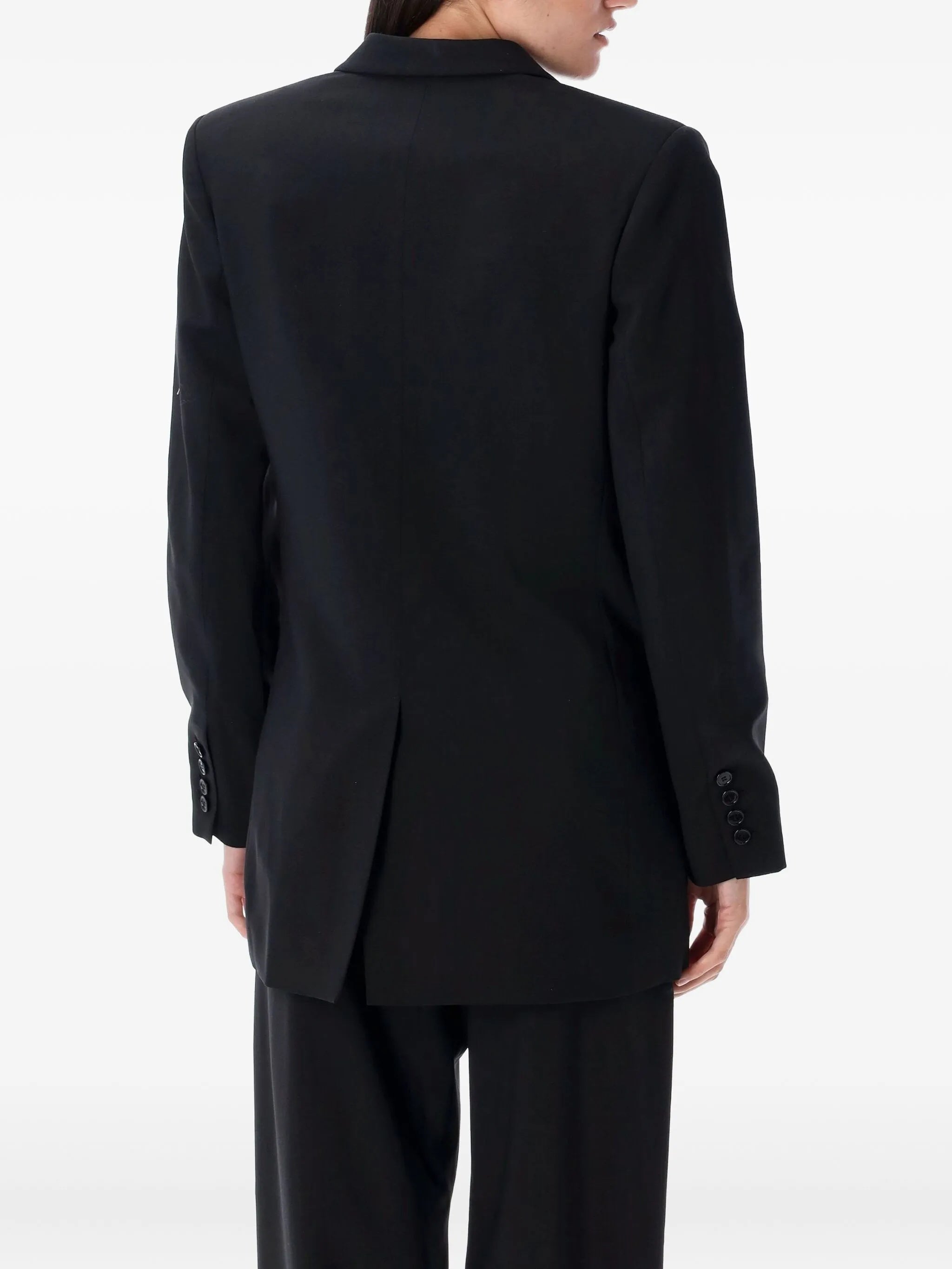 Black Jevima Double-Breasted Wool Blend Jacket