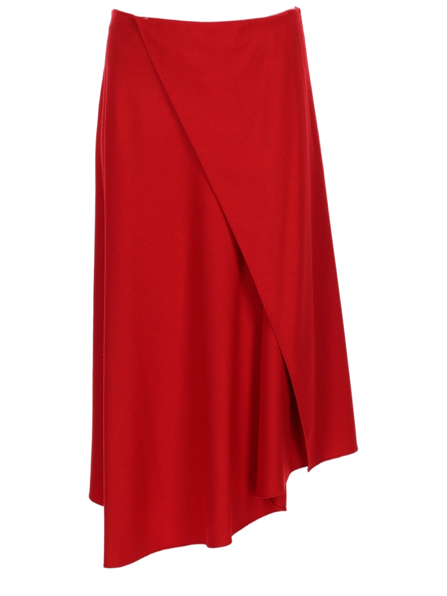 Asymmetrical Midi Skirt with Wrap Front Overlay