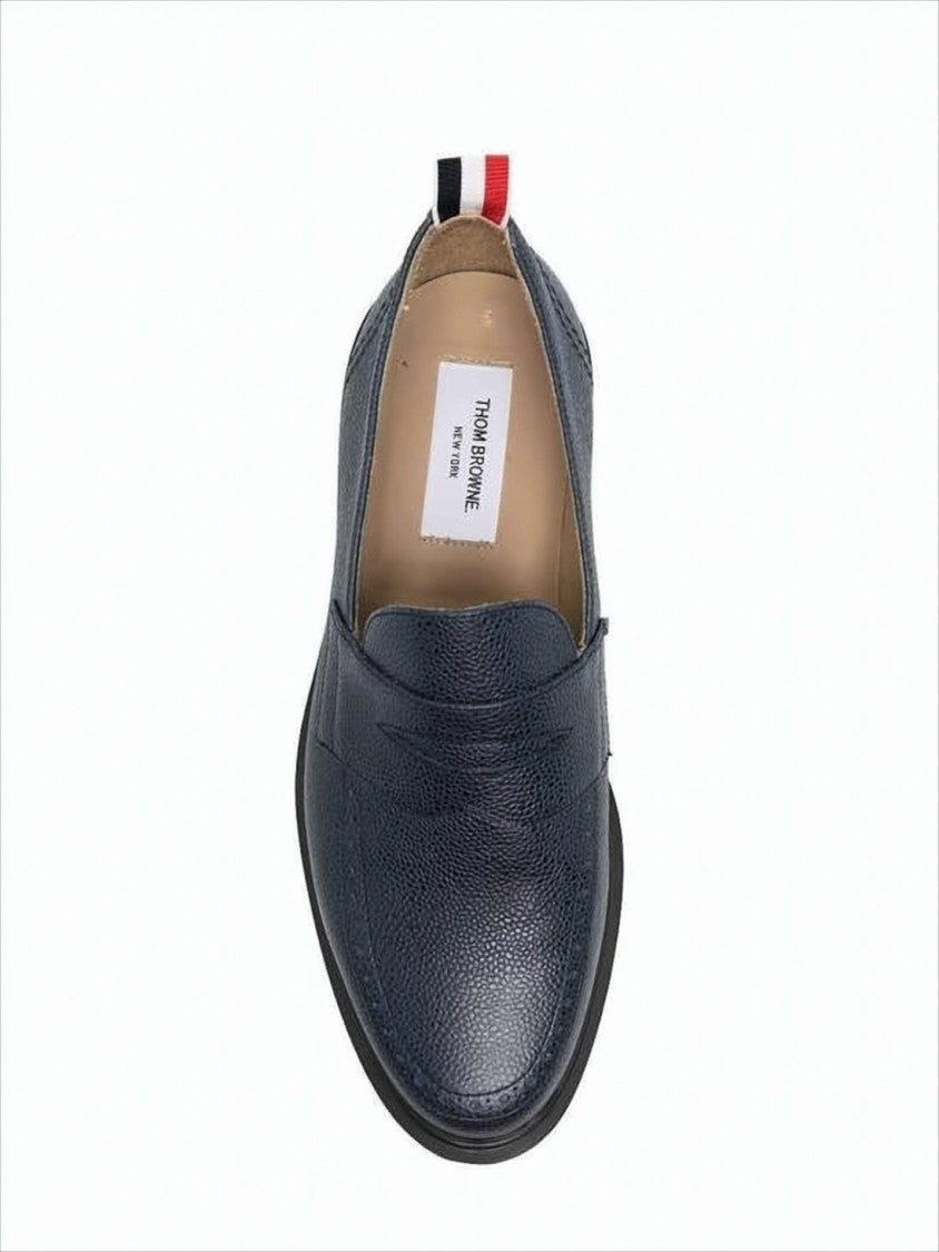 Textured Calf Leather Loafers with Tricolor Accent