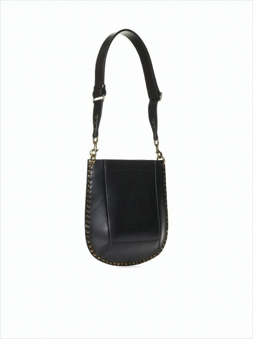 Structured Calf Leather Shoulder Bag with Metallic Studs