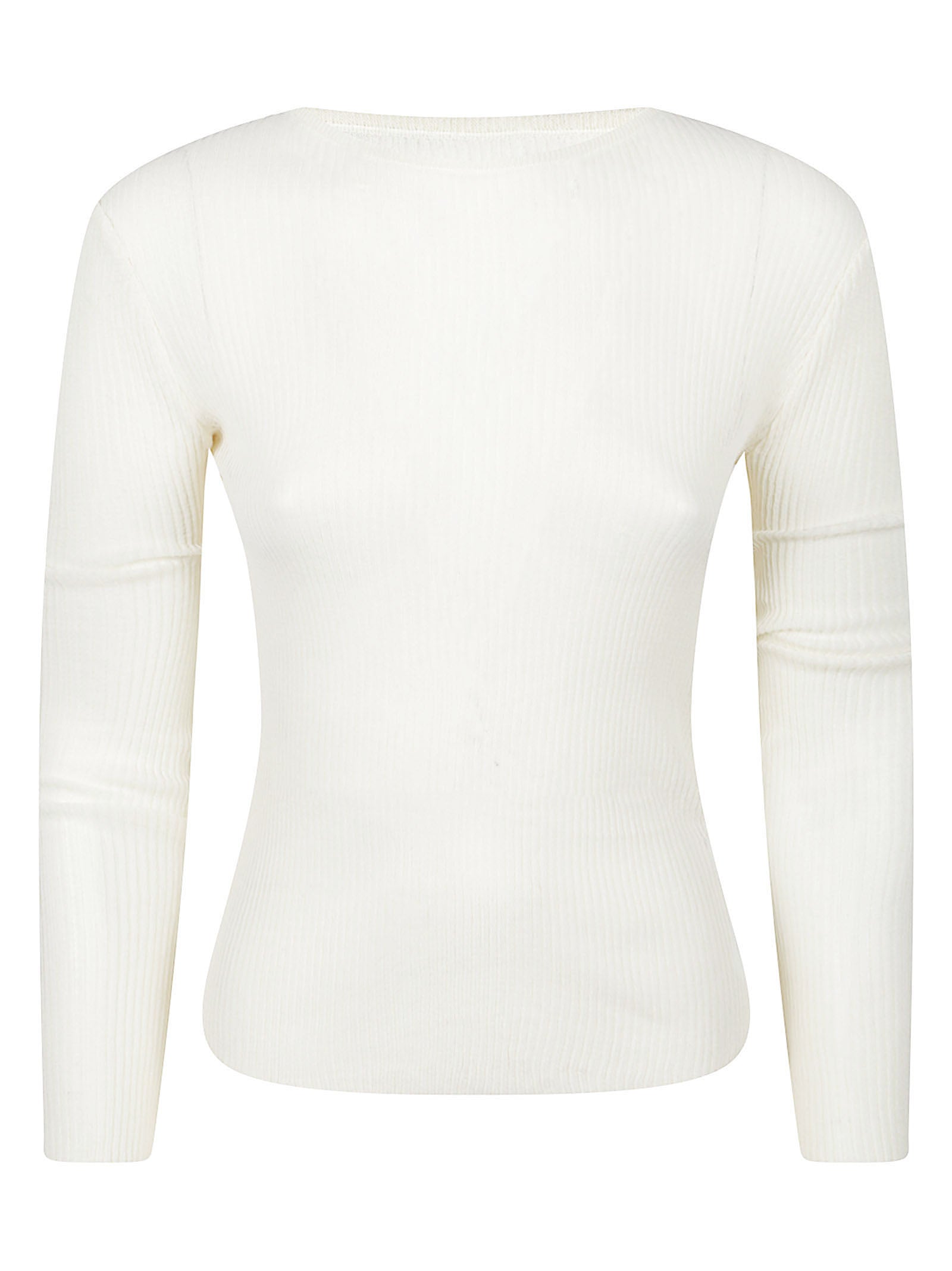 Ribbed Long-Sleeved Crew Neck Top