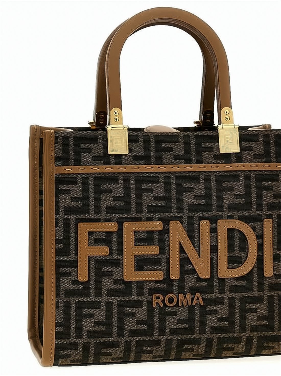 Structured Brown Monogram Canvas Shopper Bag