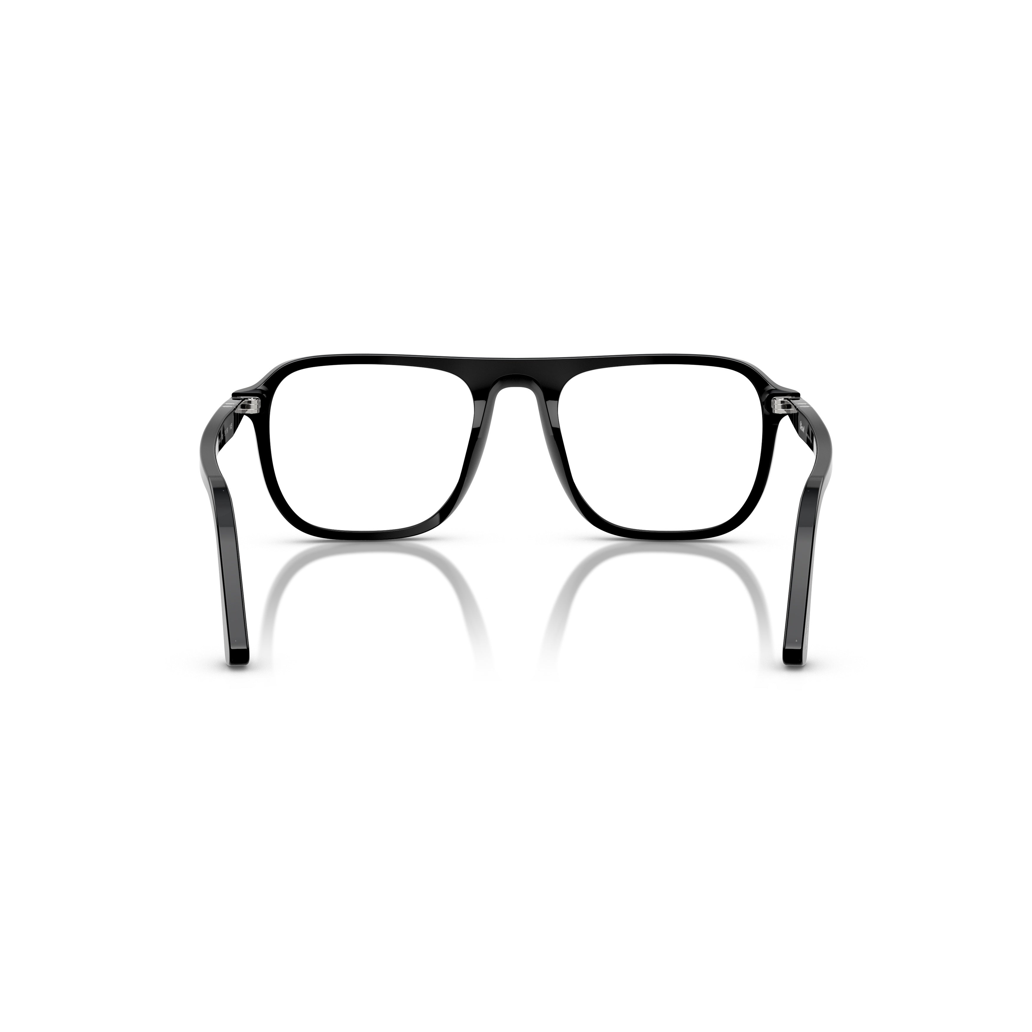 0po3359v Glossy Black Rectangular Acetate Eyeglasses with Silver Accents