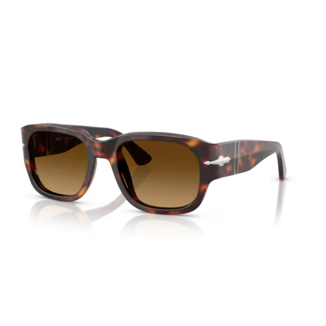 0po3380s Rectangular Tortoiseshell Sunglasses with Silver Arrow Detail