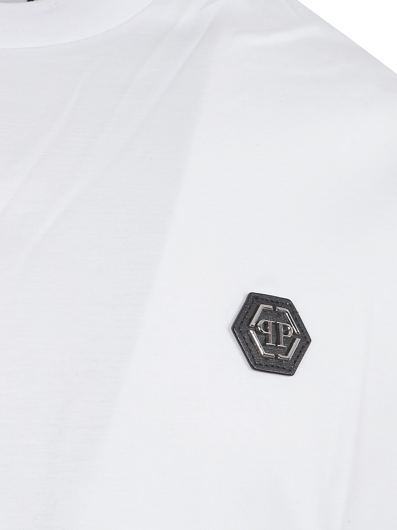 Short-Sleeve White T-Shirt with Monogram Embroidery