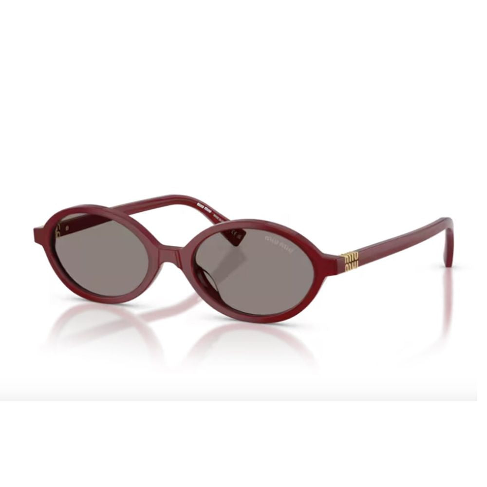 Compact Oval Sunglasses in Glossy Burgundy Acetate