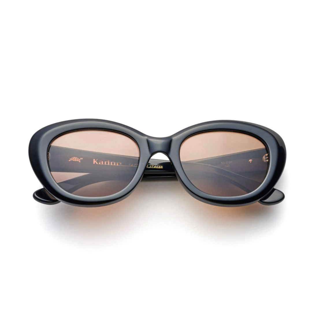 Grace Bold Rounded Oval Sunglasses with Glossy Black Finish