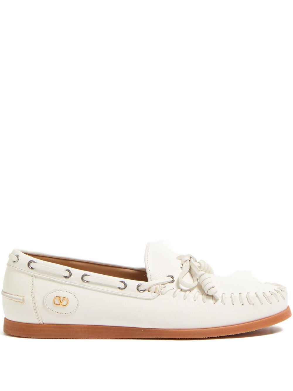 Moccasin Design Flat Shoes With Bow Detail