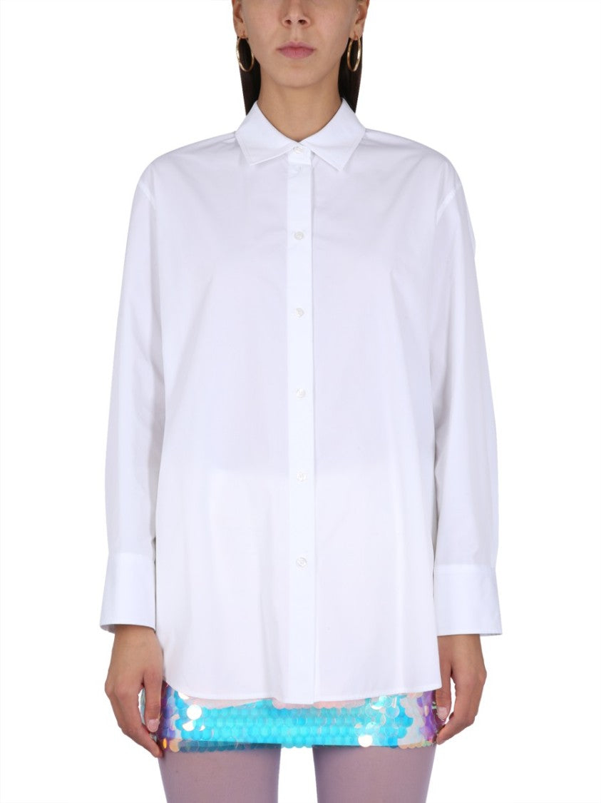 Relaxed Fit White Button Closure Shirt