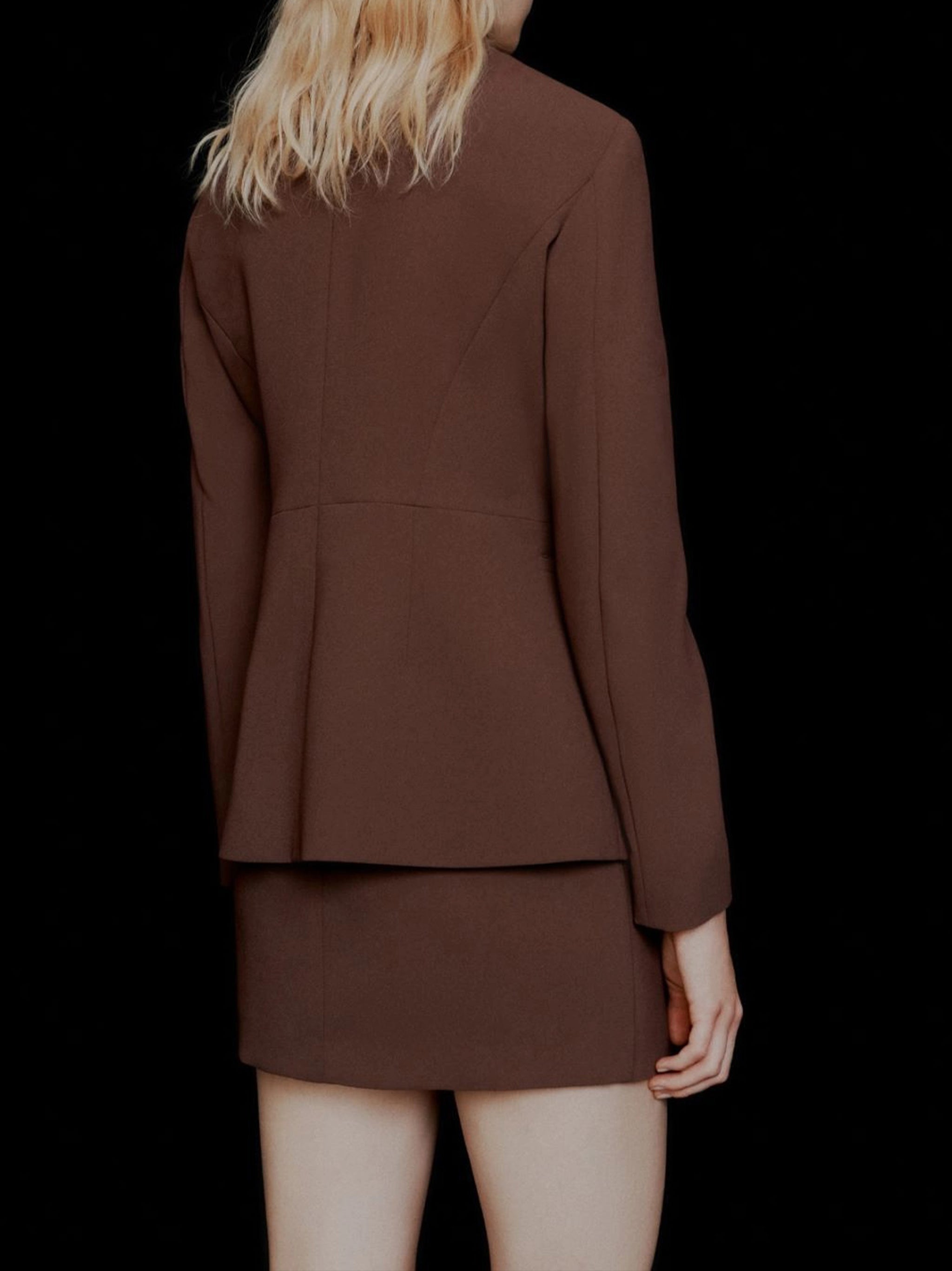 Brown Mltbig Tailored Structured Wool Jacket
