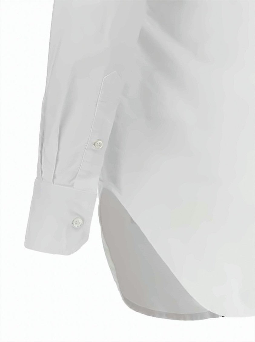 Classic Button-Down Shirt with Crisp Collar and Curved Hem
