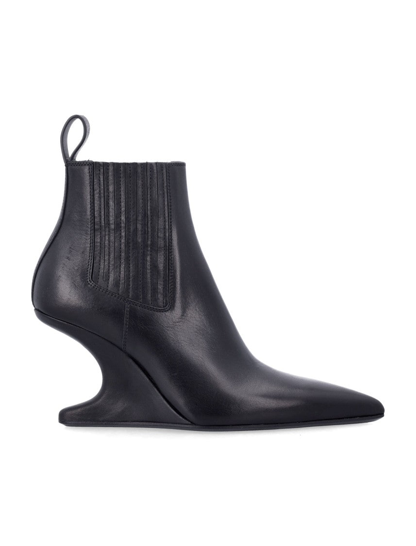 Ankle Sharp Black Washed Calf Leather Boots