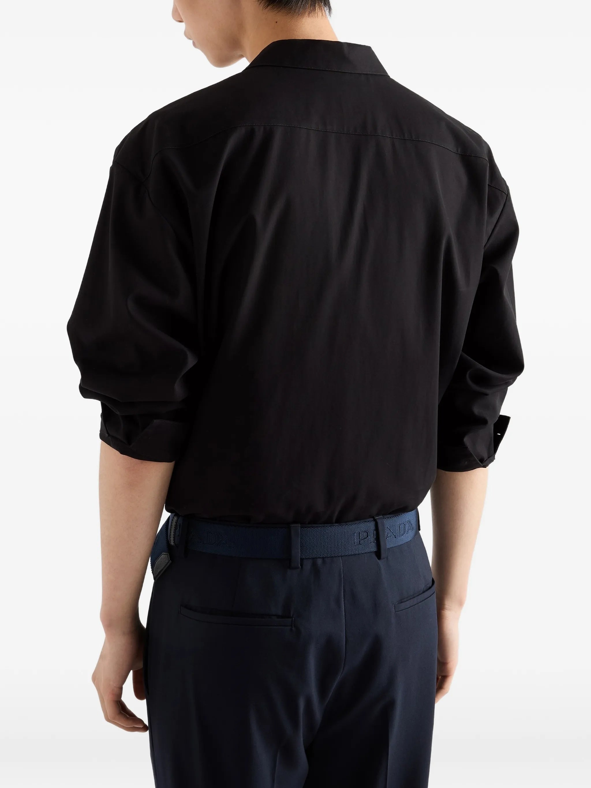 Black Zip-Up Fabric Shirt
