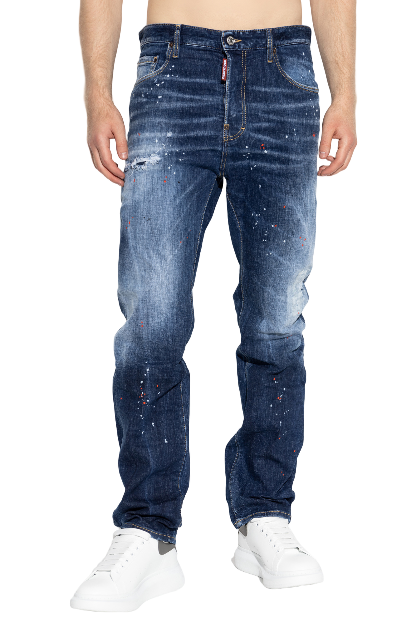 Carrot-Cut Denim Jeans with Vintage Finish