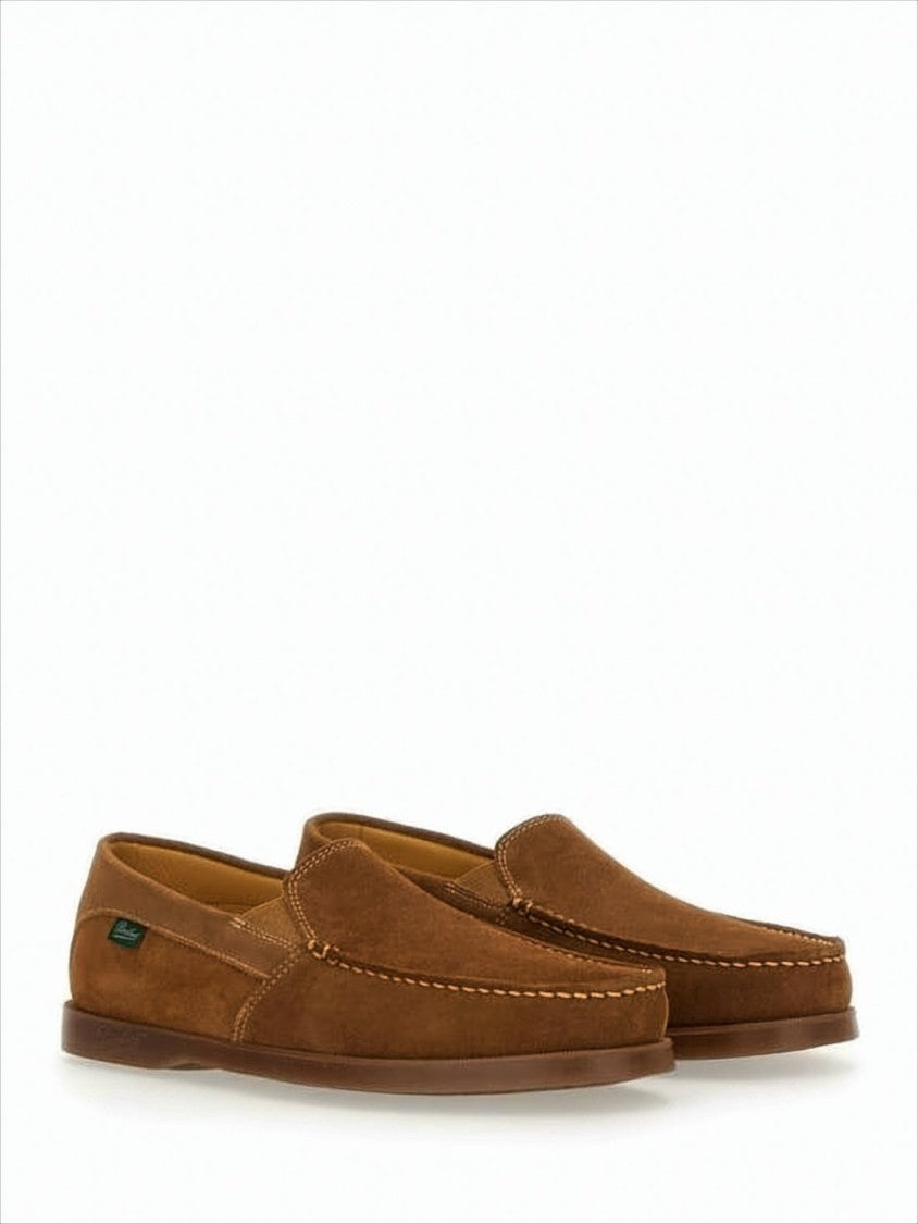 Brown Suede Loafers with Moccasin Toe Design