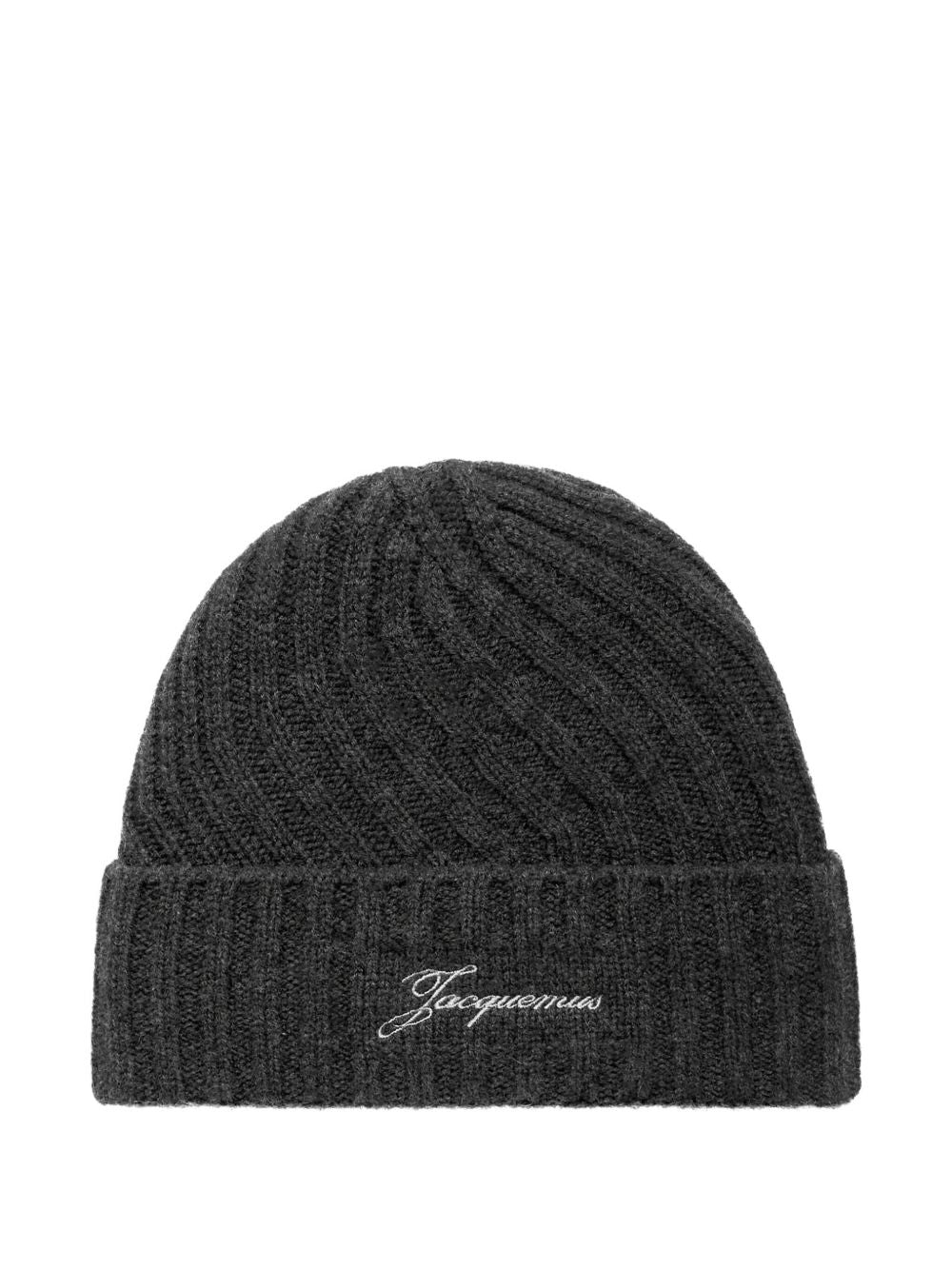 Ribbed Knit Beanie with Embroidered Logo