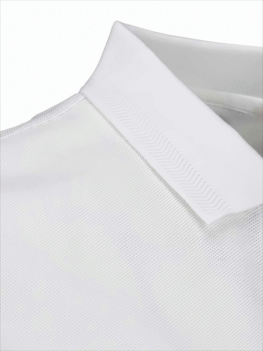 Textured Knit White Polo Shirt
