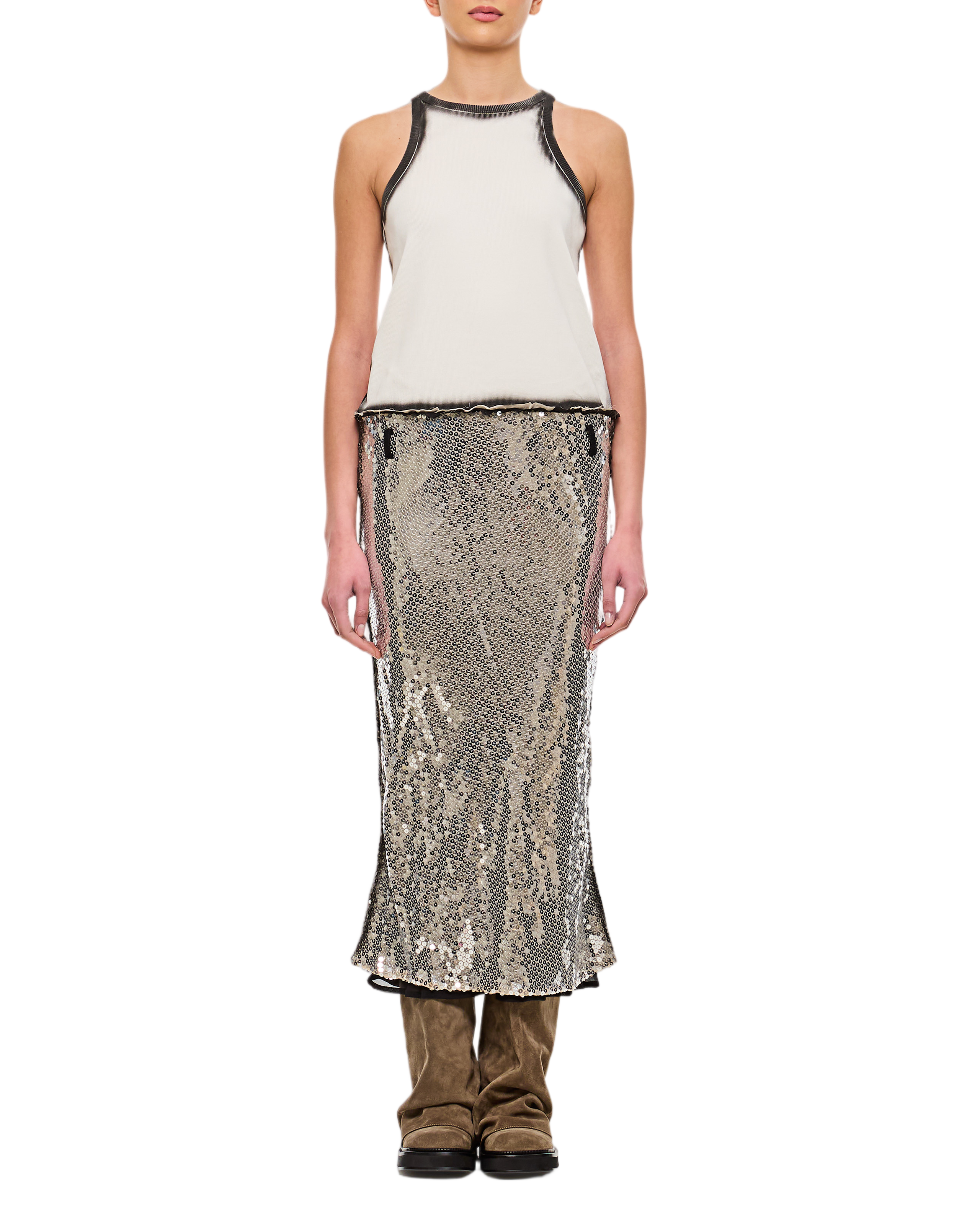 White And Silver Midi Dress