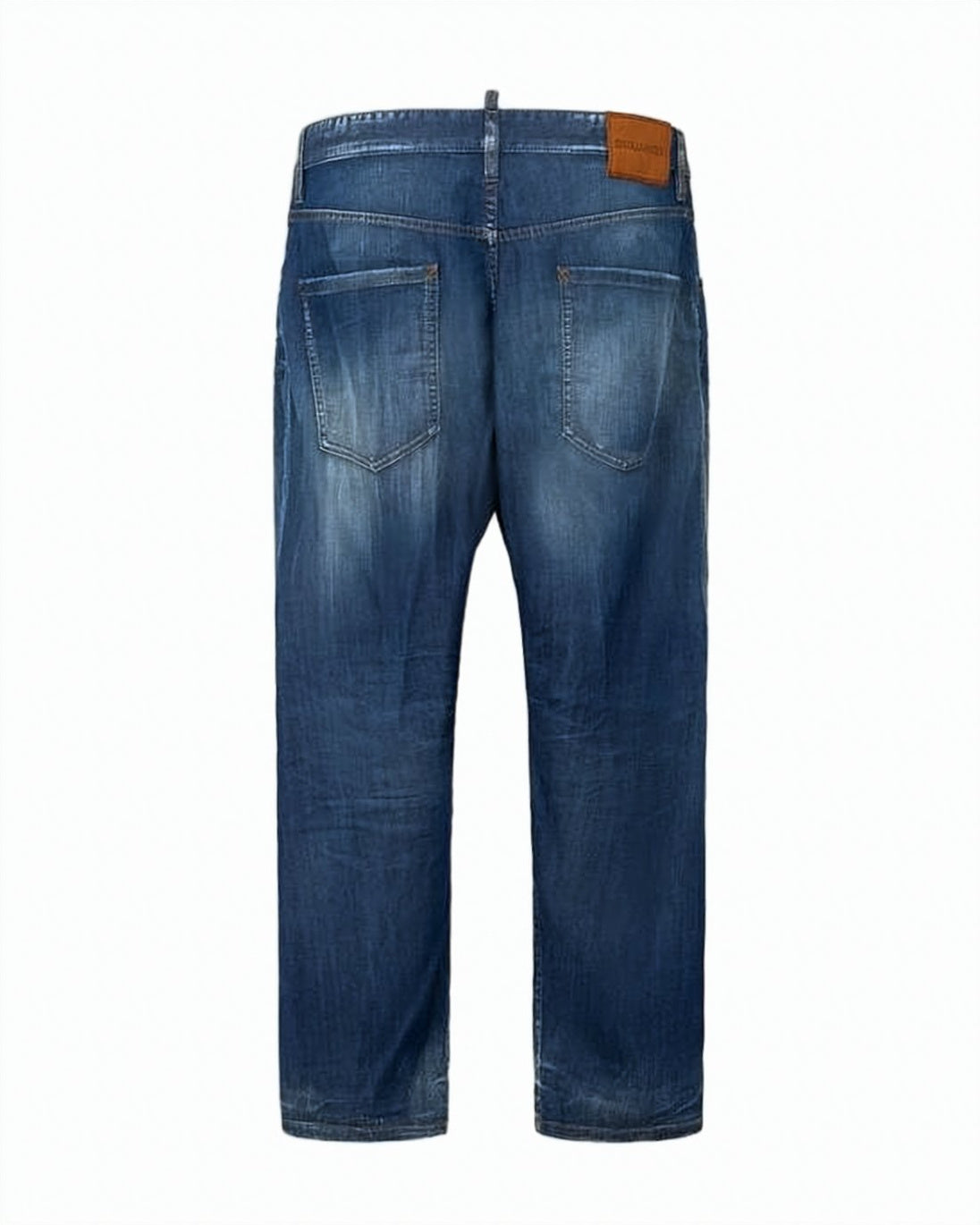 Medium Blue Wash Denim Pants with Distressed Details