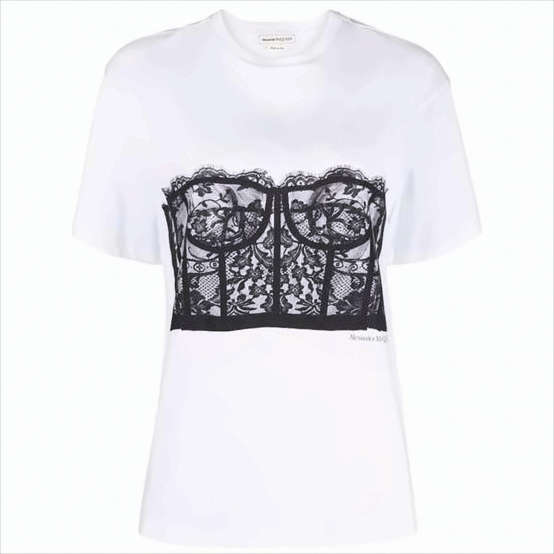 Short-Sleeved T-Shirt with Lace Corset Design