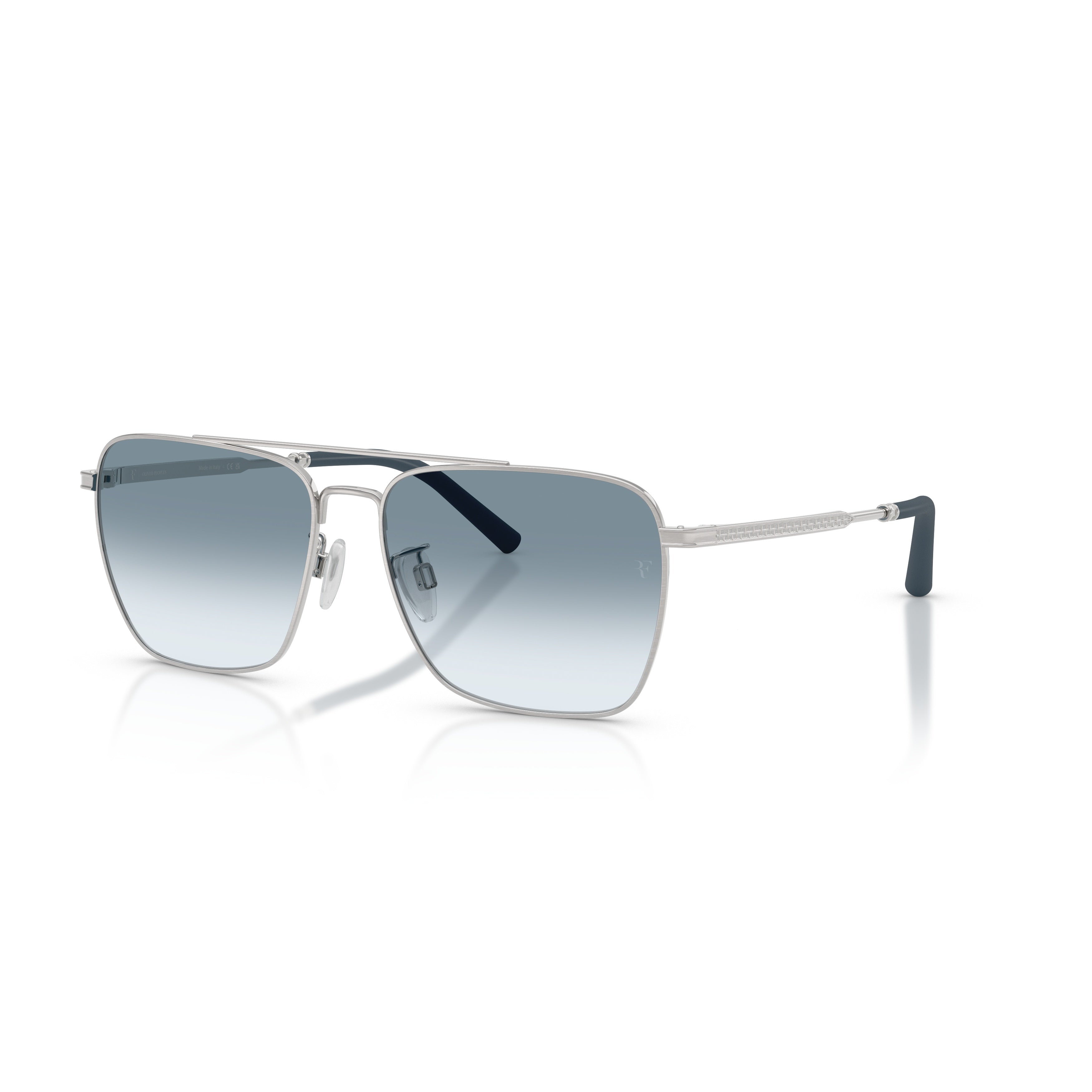 0ov1362s Square Metal Frame Sunglasses with Gradient Blue Lenses