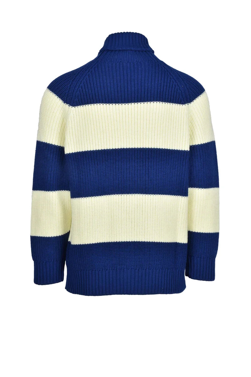 High Neck Sweater Virgin Wool - Blue/Yellow