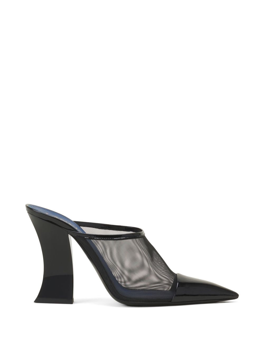 Black Pointed Toe Mesh Geometric Sandals