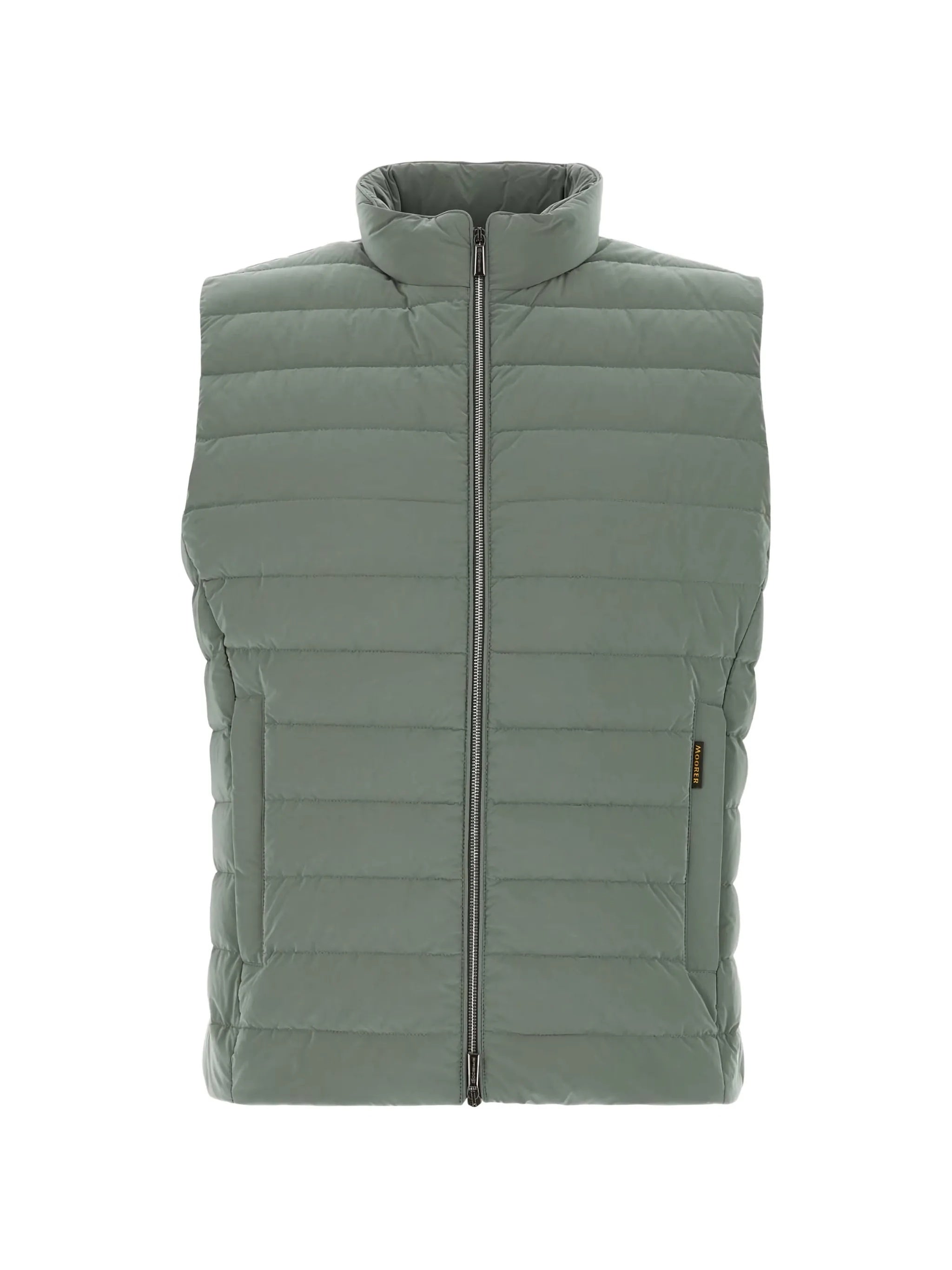 Sleeveless Padded Nylon Vest With High Collar