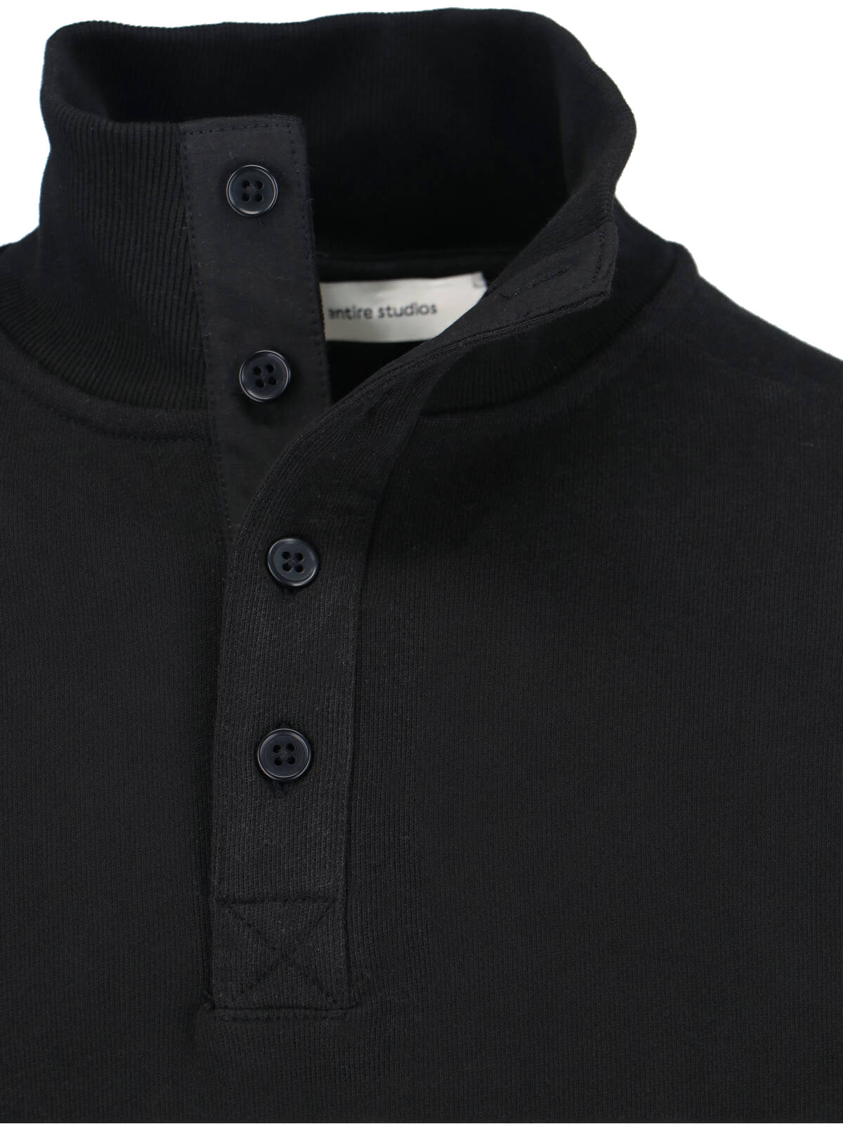 Black Port High-Collar Cotton Sweatshirt