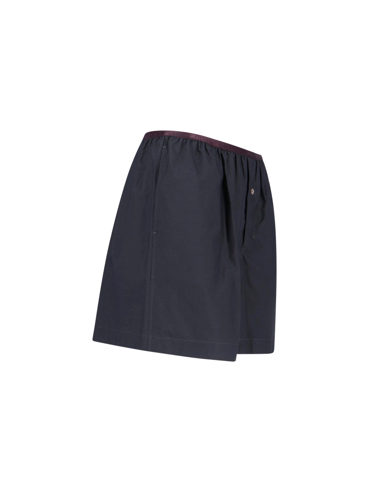 Black Silk Blend Gathered Waist Shorts