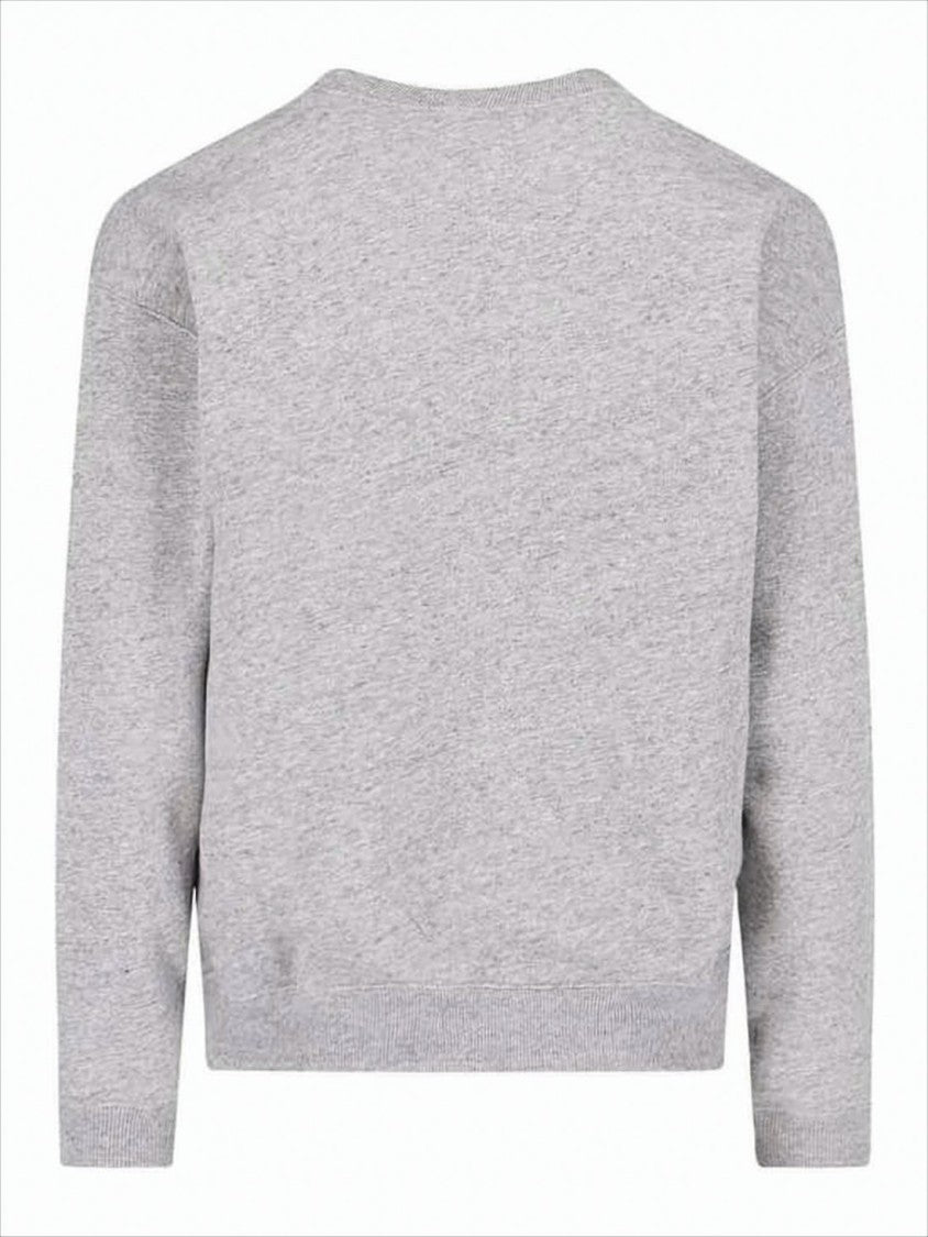 Heather Grey Long-Sleeve Crewneck Sweatshirt with Ribbed Details