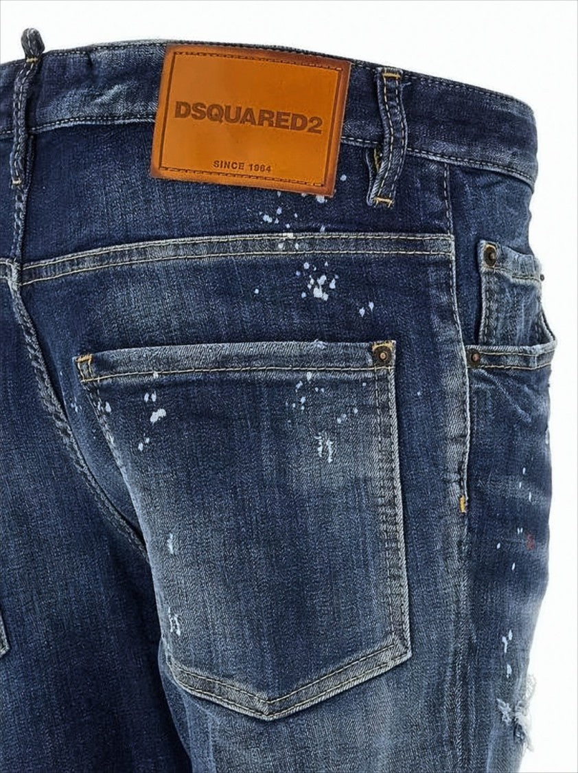 Distressed Dark Blue Slim Fit Jeans