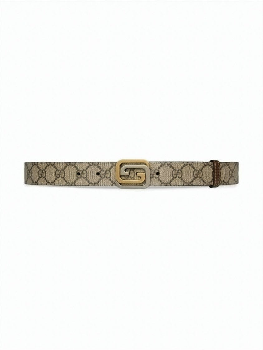 Leather Belt with Interlocking Double-G Buckle