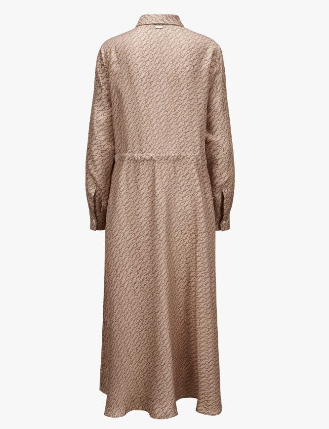 Silk Shirt Waist Belt Midi Dress